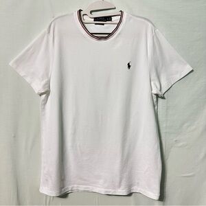 Polo Ralph Lauren White Crew Neck Tee Custom Slim Fit Sz XL See Measurements